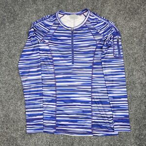 Athleta Pacifica UPF Shirt Womens XS Blue Purple‎ Striped Half Zip Pullover
